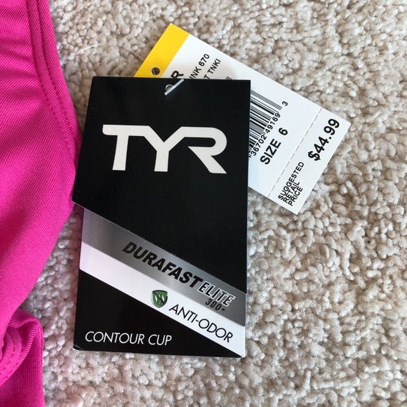 NWT TYR Pink with Black Trim Tankini with Full Coverage Bottoms Size 4/6 - Picture 15 of 15